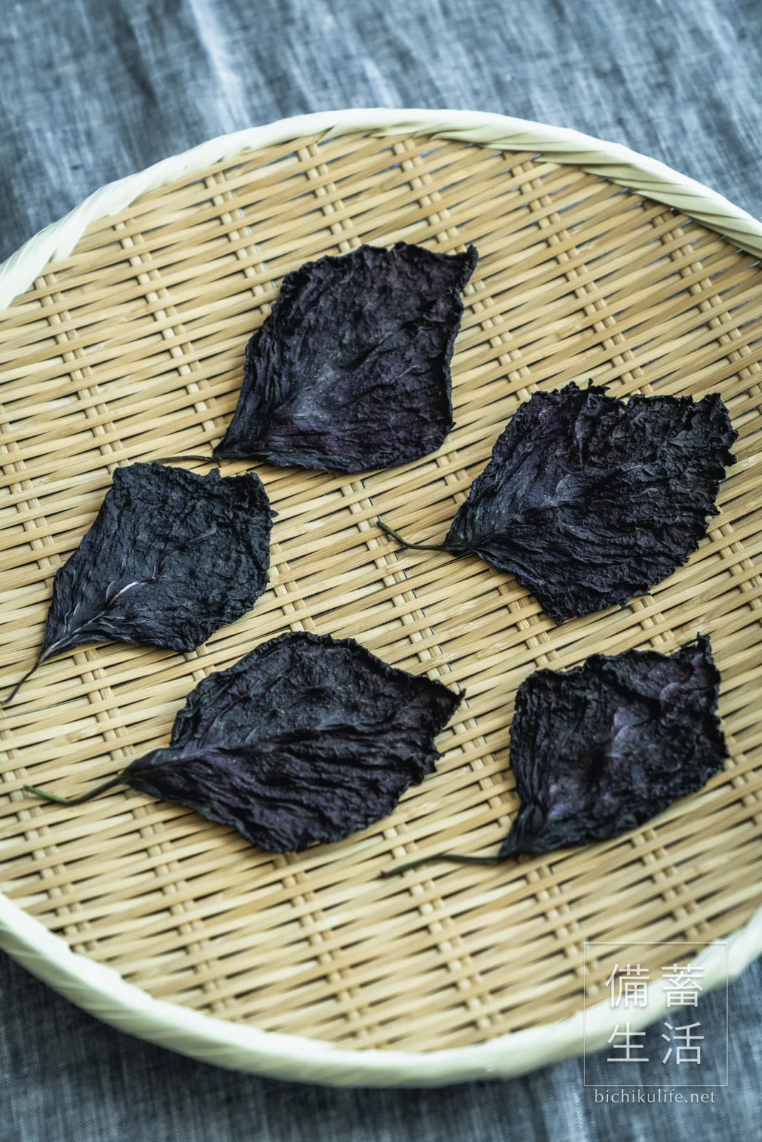 赤じそを干して1日経過