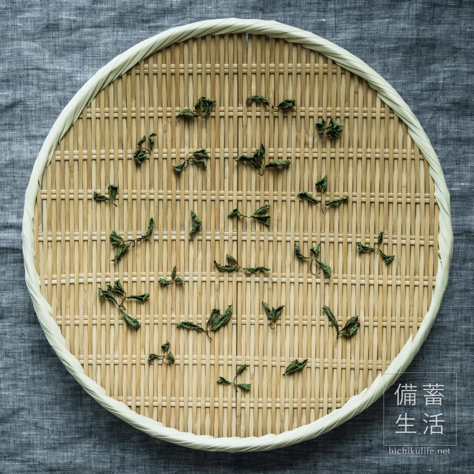 茎ごと干し上がった干しスペアミント