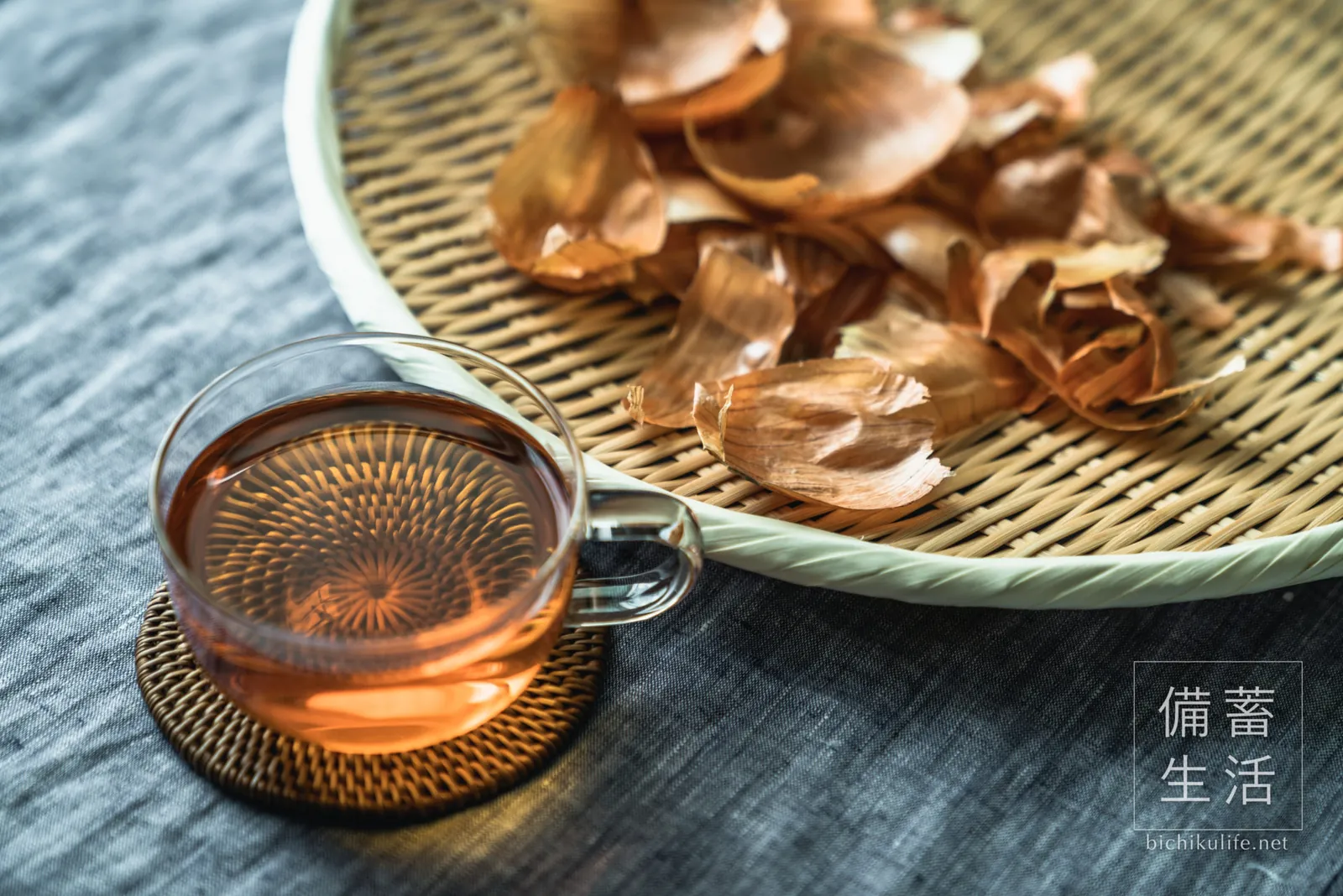 Onion skin tea in a jug