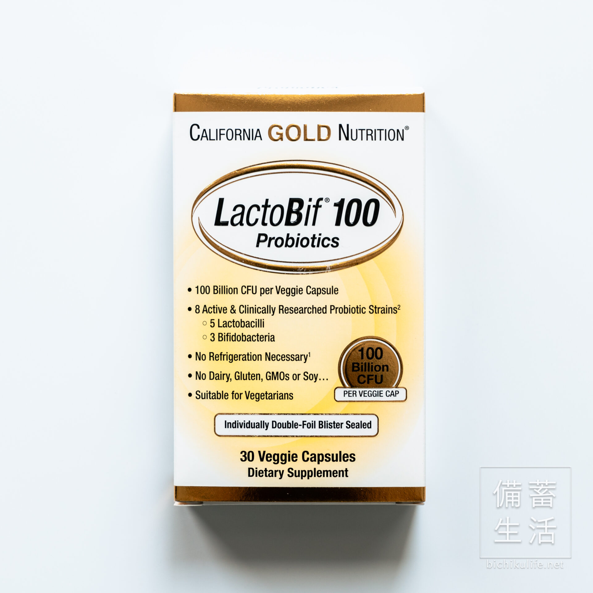 California Gold Nutrition, LactoBif（ラクトビフ）プロバイオティクス、1,000億CFU、ベジカプセル30粒