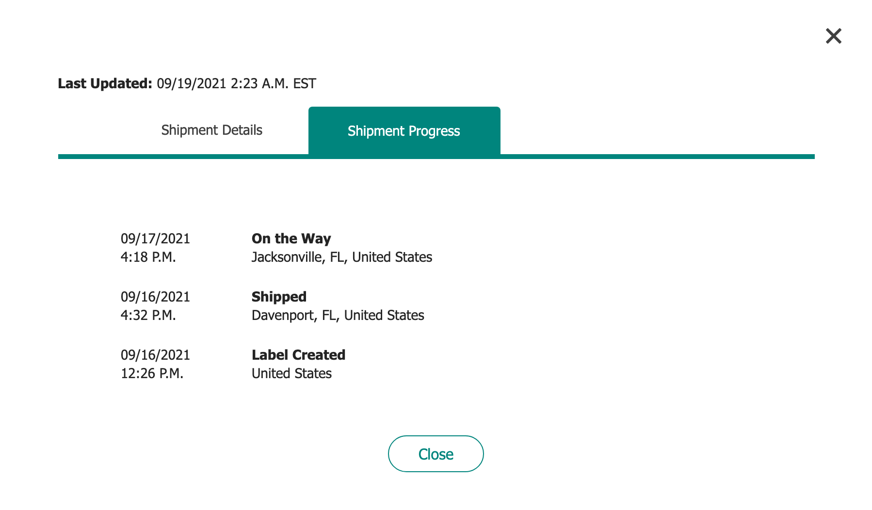 shopDisney US（アメリカ）注文した商品の配送追跡